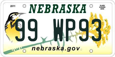 NE license plate 99WP93