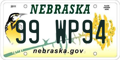 NE license plate 99WP94