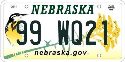 NE license plate 99WQ21