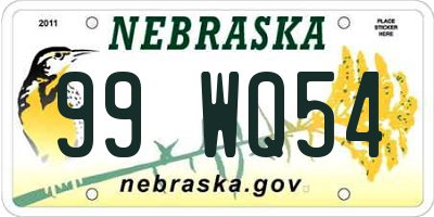 NE license plate 99WQ54