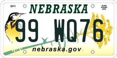 NE license plate 99WQ76