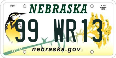 NE license plate 99WR13