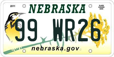 NE license plate 99WR26