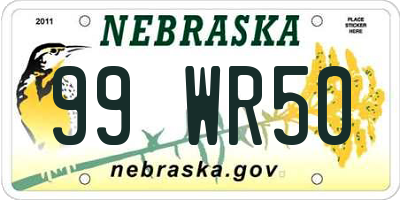 NE license plate 99WR50