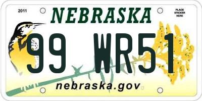 NE license plate 99WR51