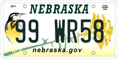 NE license plate 99WR58