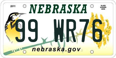 NE license plate 99WR76