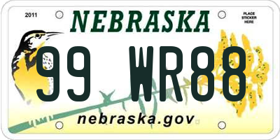 NE license plate 99WR88