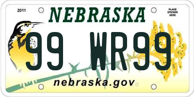 NE license plate 99WR99