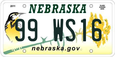 NE license plate 99WS16