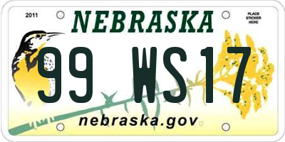 NE license plate 99WS17