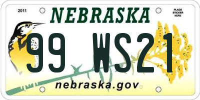 NE license plate 99WS21