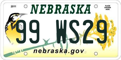 NE license plate 99WS29