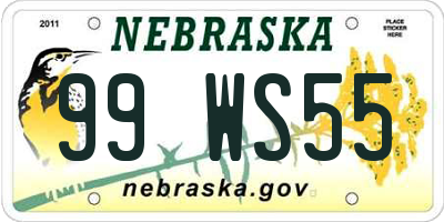 NE license plate 99WS55