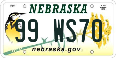 NE license plate 99WS70