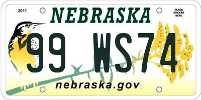 NE license plate 99WS74