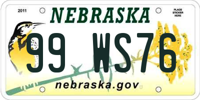 NE license plate 99WS76