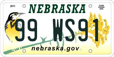 NE license plate 99WS91