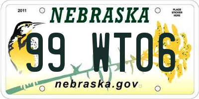 NE license plate 99WT06