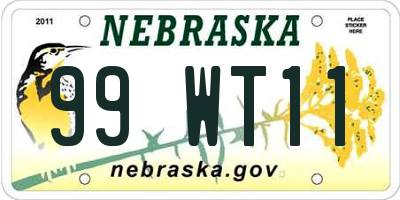 NE license plate 99WT11