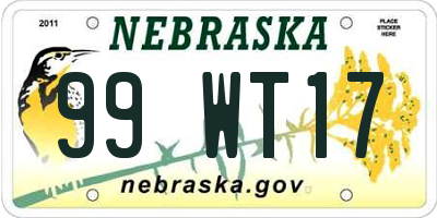 NE license plate 99WT17