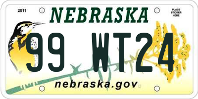 NE license plate 99WT24