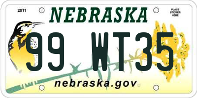 NE license plate 99WT35