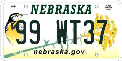 NE license plate 99WT37