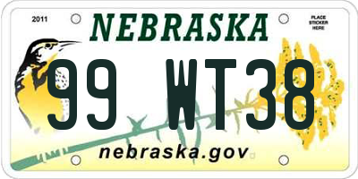 NE license plate 99WT38