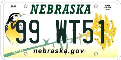 NE license plate 99WT51