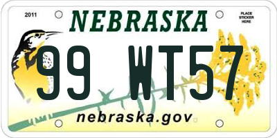 NE license plate 99WT57