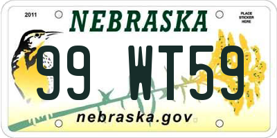 NE license plate 99WT59