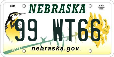 NE license plate 99WT66