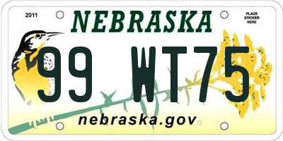 NE license plate 99WT75