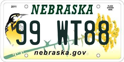 NE license plate 99WT88