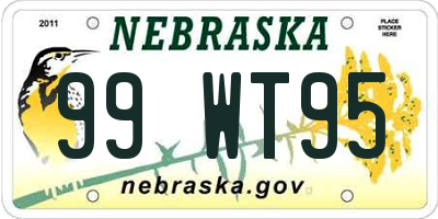 NE license plate 99WT95