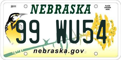 NE license plate 99WU54