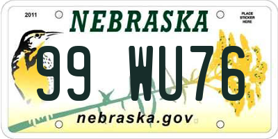 NE license plate 99WU76