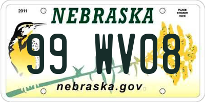 NE license plate 99WV08