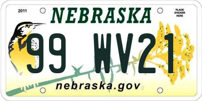 NE license plate 99WV21