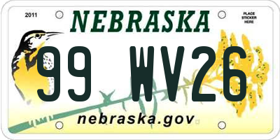 NE license plate 99WV26