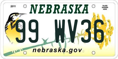 NE license plate 99WV36