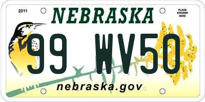 NE license plate 99WV50