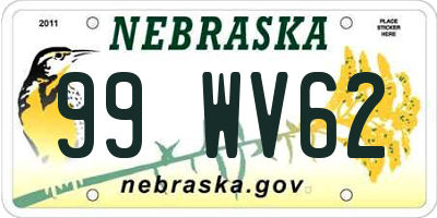 NE license plate 99WV62