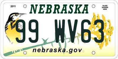 NE license plate 99WV63