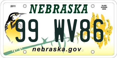 NE license plate 99WV86