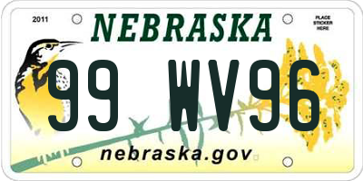 NE license plate 99WV96