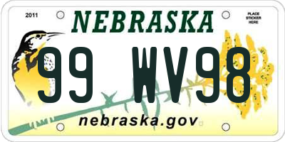 NE license plate 99WV98