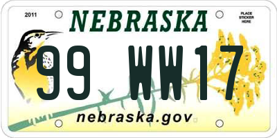 NE license plate 99WW17