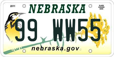 NE license plate 99WW55